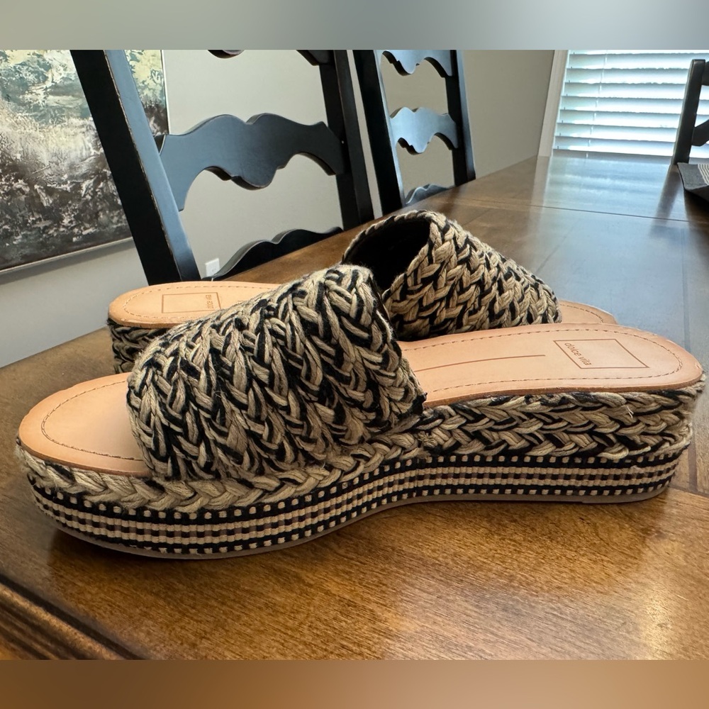 Dolce Vita Black and Tan Platform Sandals